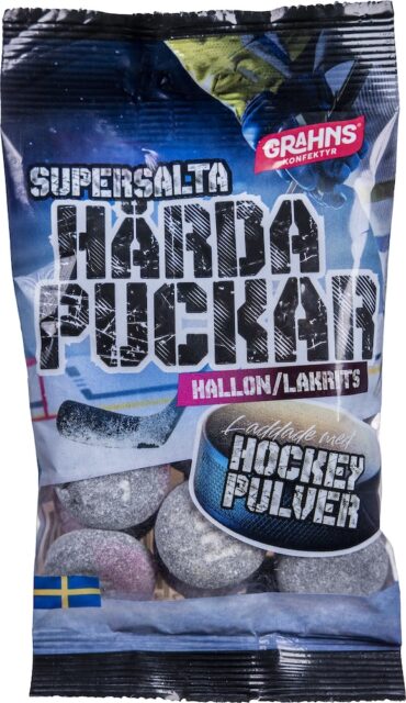 Supersalta hårda puckar hallon/lakrits